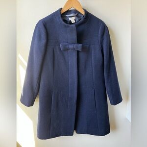 J CREW FACTORY Navy Blue Bow Front Coat Wool‎ Coquette Feminine Girly Dressy 2